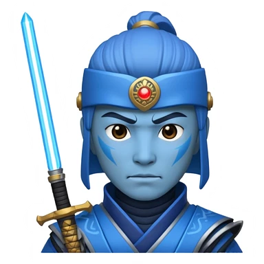 samurai with laser sword, blue sticker