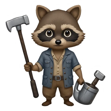 dirty blacksmith  black racoon holding hammer sticker