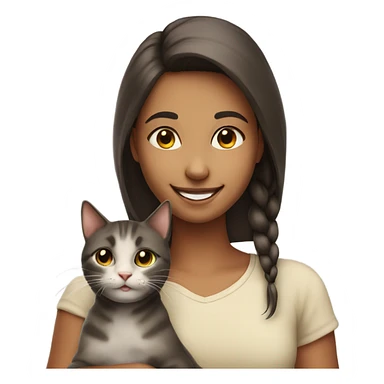 smiling girl with cat  sticker