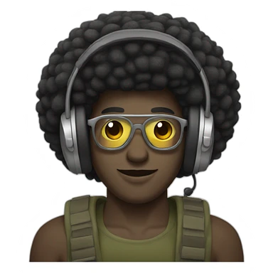 Un Afro (touffu et homme )avec un casque de musique  sticker