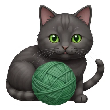 beautiful female solid dark grey cat with green eyes, white toes/paws and white patch on her chest playing sticker