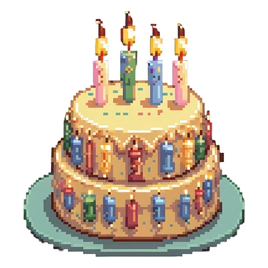 dangao Chinese birthday cake with candles, pastel colors sticker