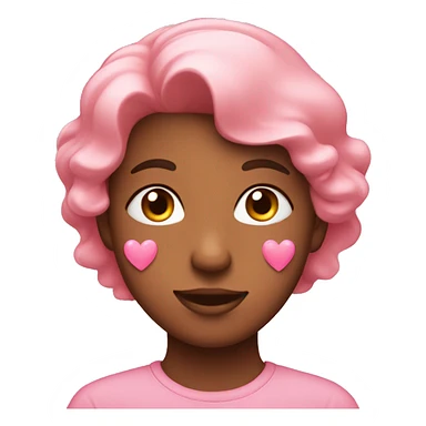 blushing face with pink hearts sticker