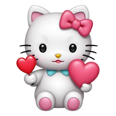 Hello Kitty holding a heart sticker