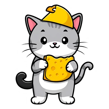 Cheese cat wearing a yellow hat sticker