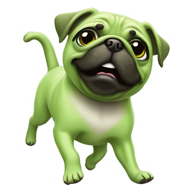 Dancing Green Pug  sticker