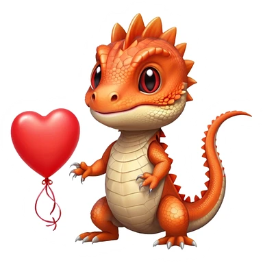 bearded dragon holding a heart balloon sticker