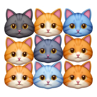 6 cats with different coloured coats sticker