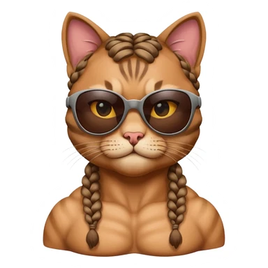 Bodybuilder cat with braids wearing sunglasses sticker