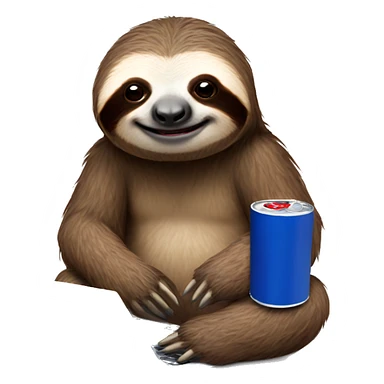 sloth with RedBull can and laptop sticker