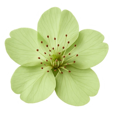 show  one green cherry blossom without a stem , remove background sticker
