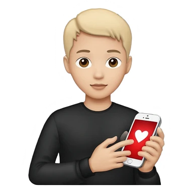 person silhouette holding a phone with a heart sticker