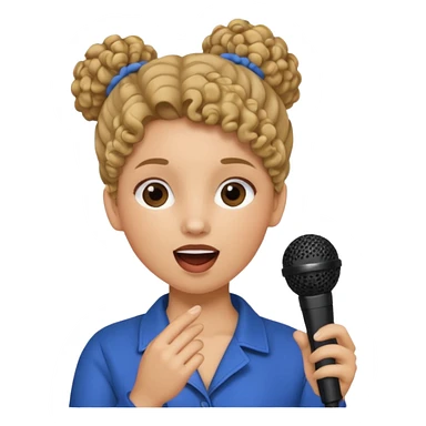 curly bunnie singing , holding mic sticker