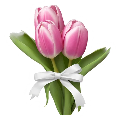 Pink tulips with a white ribbon sticker