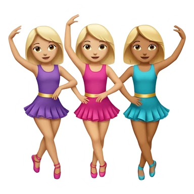 Emoji of 3 Girls dancing ONE with blonde hair, one tan skin with brown  hair ONLY ONE IS BLONDE sticker