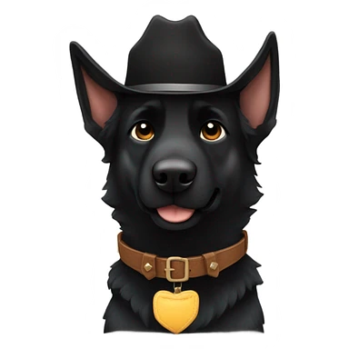 All black German shepherd cowboy  sticker