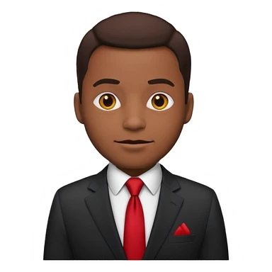 African American man in a suit and red tie, posing like a politician, emoji style sticker