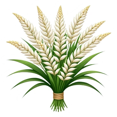 big bouquet white Saccharum Grass flower, stem, leaf sticker