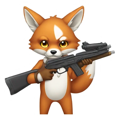Fox  with gun anime sticker