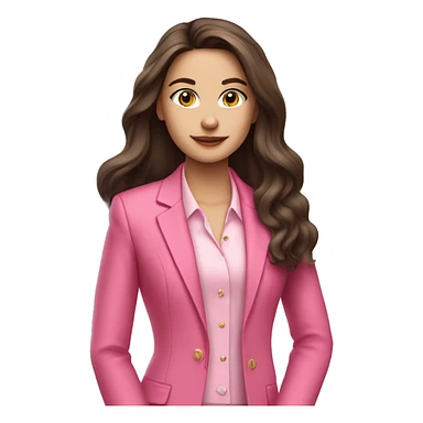 Rich Beautiful brunette girl fair skin long hair wearing a pink suit  sticker