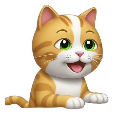 Cat working on a computer sticker