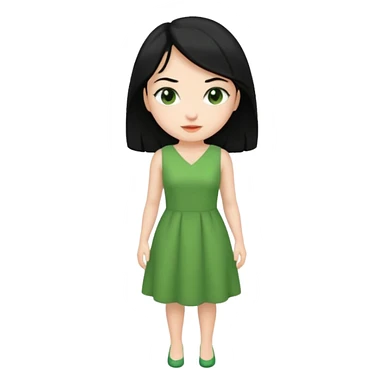 green dress black hair sticker