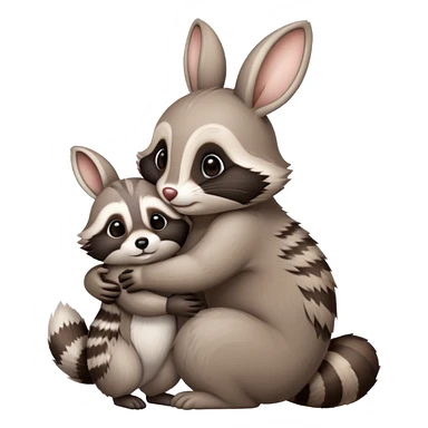 bunny hugs raccoon sticker