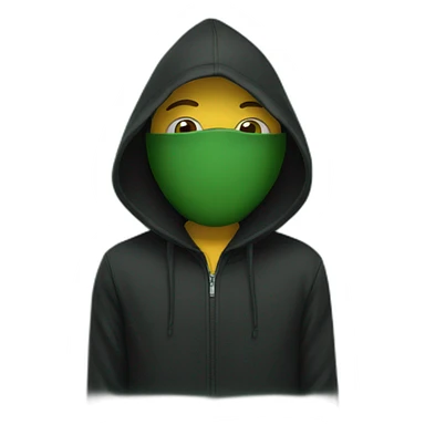 a person with black hoodie(hide his face) green background sticker