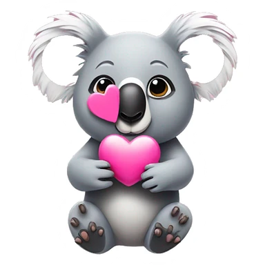 koala holding a pink heart sticker