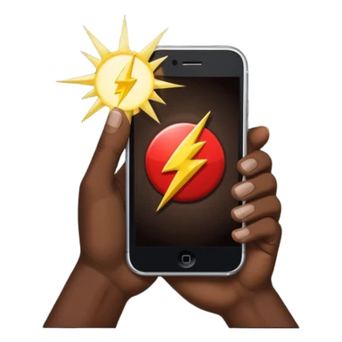 African American hand holding iPhone with flash on sticker