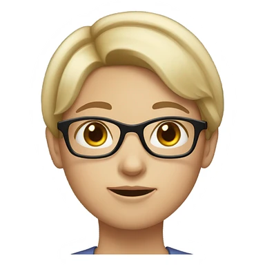 A girl with fair skin, short hair, and glasses, who looks intelligent. sticker