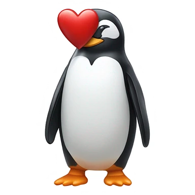 penguin holding a heart sticker