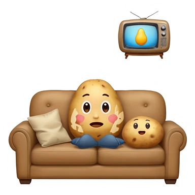 A potato on a couch watching tv sticker