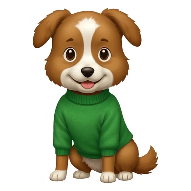 dog wear a green sweater, full body sticker