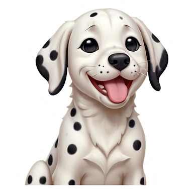 Cinematic Cute Yawning Dalmatian Portrait Emoji, Head tilted slightly with a dramatic, wide-open yawn, revealing a pristine white coat with bold black spots, floppy ears slightly drooping, round dark eyes barely open in drowsy contentment, Simplified yet irresistibly adorable features, highly detailed, glowing with a soft, cozy glow, high shine, relaxed yet expressive, stylized with a touch of whimsy, bright and endearing, soft glowing outline, capturing the essence of a sleepy yet affectionate companion, so drowsy it feels like it could stretch right out of the screen and curl up for a nap! sticker