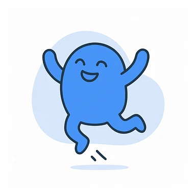 a blue blob jumping with joy sticker