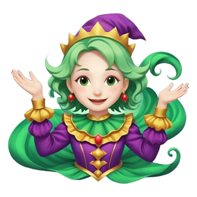 genra imagen de una chica eterea( casi irreal )con cara de sol, sonriendote, bufon, flotando en el espacio sticker