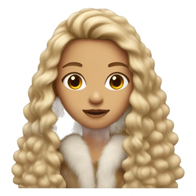 dark blonde girl with long hair in fur sticker