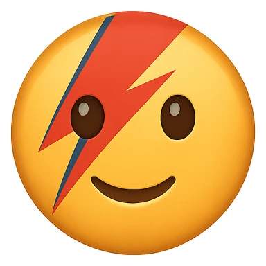 face with lightning bolt makeup emoji, digital illustration, no background sticker