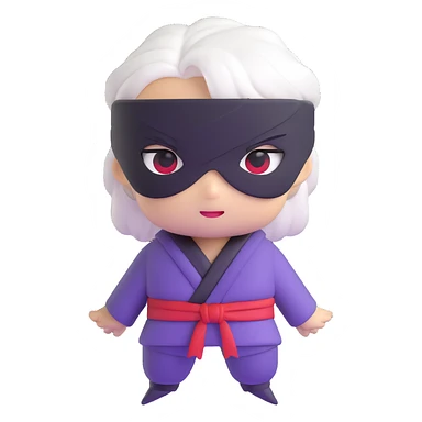 Satoru Gojo from Jujutsu Kaisen, white hair, blindfold, confident smirk, chibi face proportions, energetic expression sticker