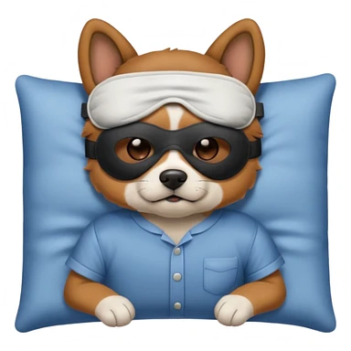 a dog hero with sleep mask and wearing shirt sticker