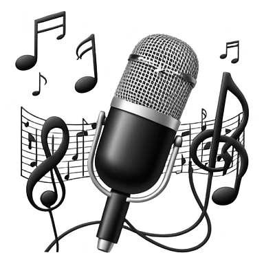 R&B music songlist icon with microphone and musical notes sticker
