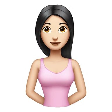 Pink Pilates princess with black straight hair and pale skin sticker