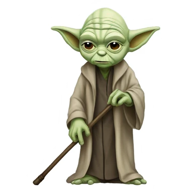 old frail bald yoda with a cane sticker