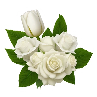 White hydrangea white roses and white tulip bouquet  sticker