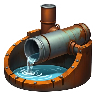 a steel shiny sewer pipe wastewater flows out sticker