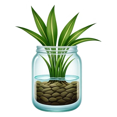 Snake plant with only straight up leaves in a glass jar with water sticker