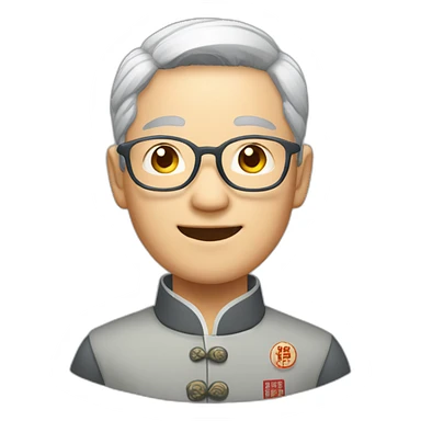 Grey hair Chinese wear glass is very happy sticker