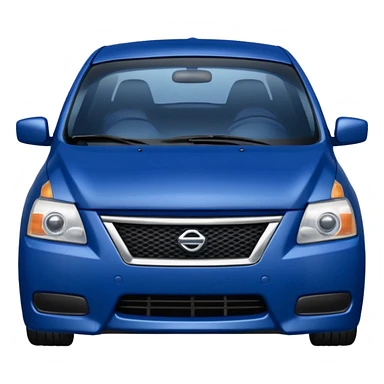 a dark blue Nissan Sentra with a sad face sticker