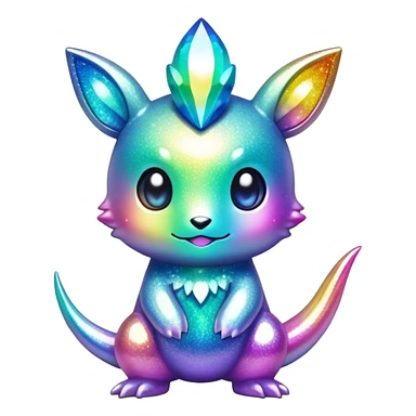 Randomly-colored colorful iridescent sparkly chibi Fakémon-creature sticker